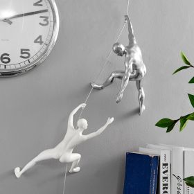 Climbing Couple Set of Two Wall Sculptures (Option: Matte White and Chrome)