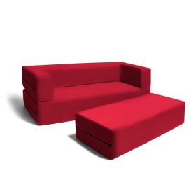 Jaxx Zipline Big Kids Modular Sofa & Ottoman (Color: Cherry, Material: Microsuede)